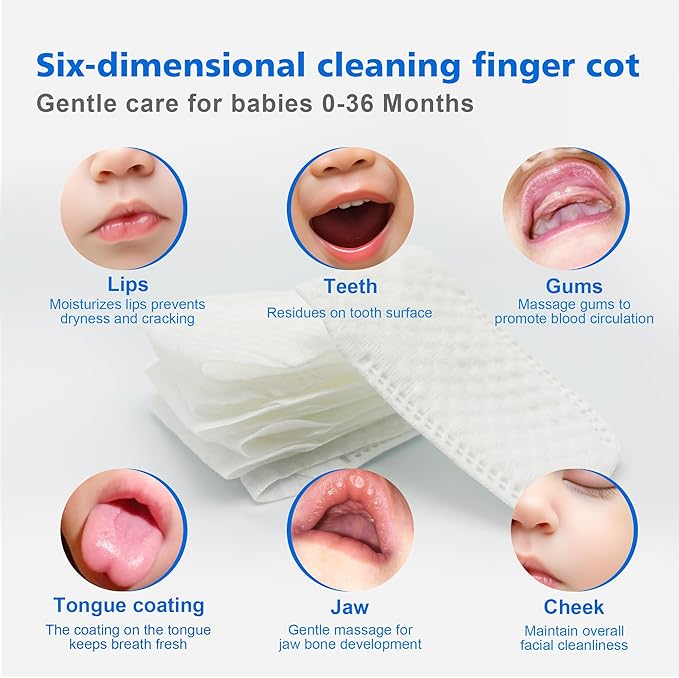Baby Tongue Cleaner Newborn Finger Toothbrush, 42 Count Disposable Wet and Dry Use Baby Mouth Cleaner, Newborn Oral Care Clean 0-36 Months Toddler Teeth, Gums, Tongue Coating