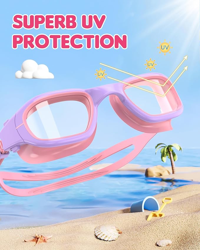 Kids Swim Goggles,Swimming Goggles for Kids 6-14, Anti-Fog UV Protection Pool Glasses for Boys Girls-StrideForce Fitness