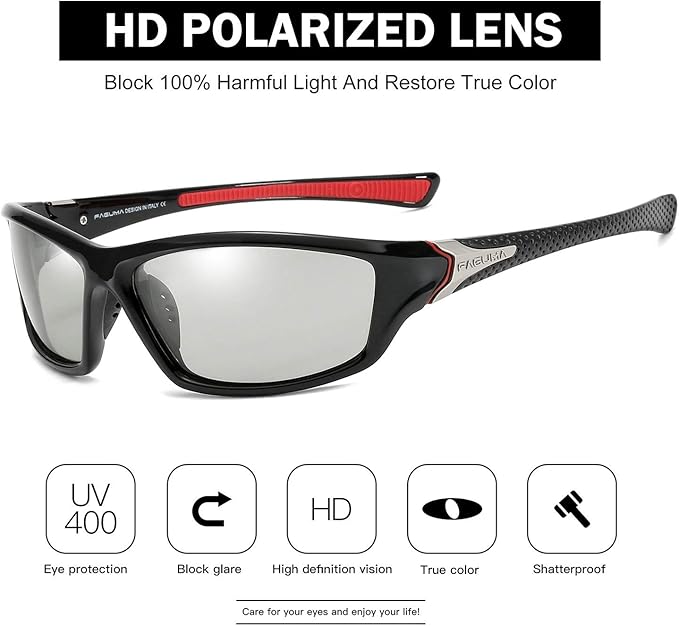 FAGUMA Sports Polarized Sunglasses For Men Cycling Driving Fishing UV400 Protection-StrideForce Fitness