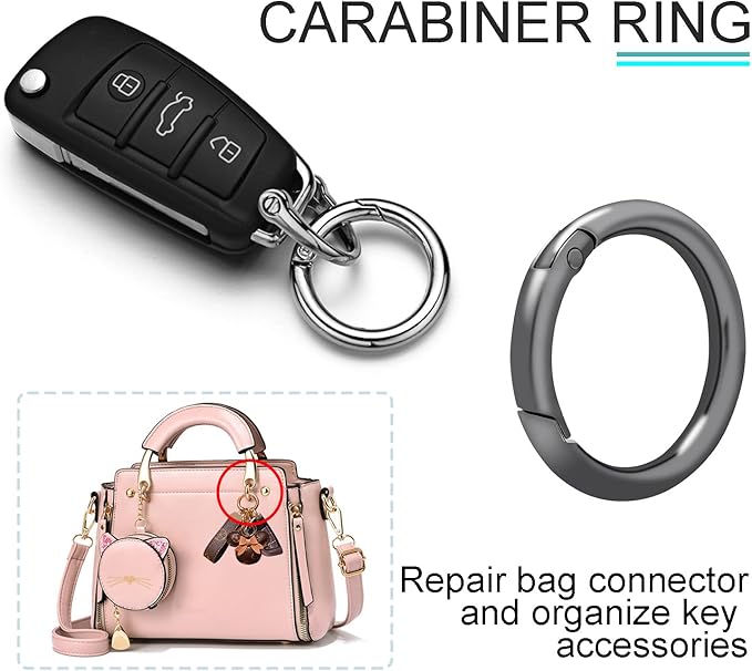 10 Pack 1-1/4Inch Trigger Spring O Rings, Metal Round Carabiner Clip Snap Hook, Spring Keyring Buckles for Replacement Purse Strap, Paracord Lanyard Clips, Keychain Rings Hardware DIY Crafts Making-StrideForce Fitness