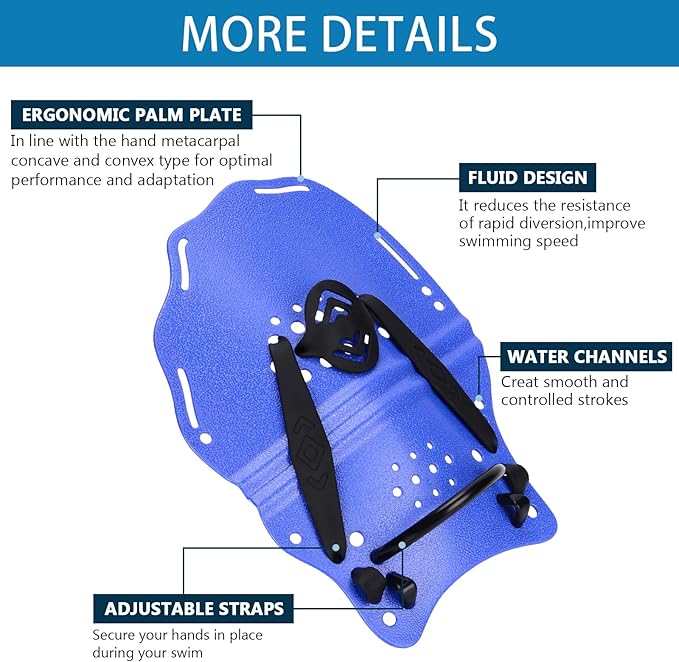 Hikeen Swim Paddle Hand for Adult and Junior, Swim Training Hand Paddles with Adjustable Straps, Swimming Hand Paddles for Training-StrideForce Fitness