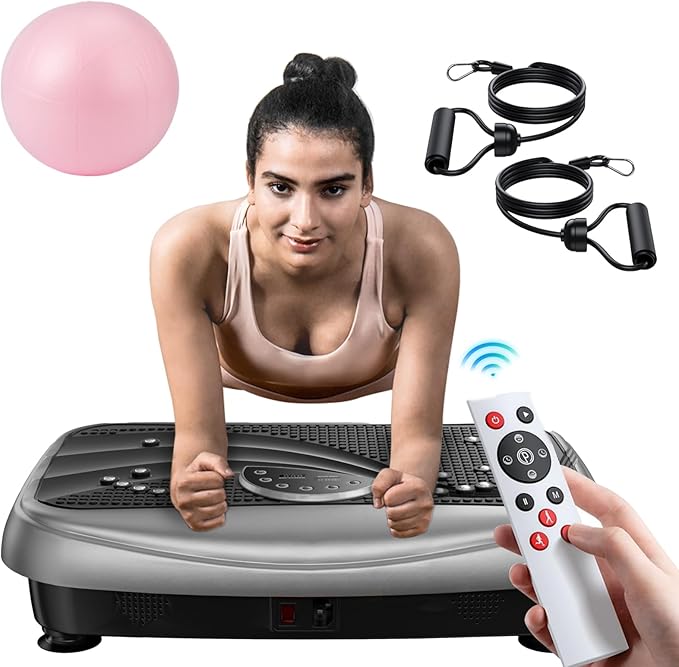 UCIN Vibration Plate Exercise Machine, Vibration Plate for Lymphatic Drainage, 330 Lbs Capacity Vibrating Plate for Weight Loss Home Fitness with Resistance Bands/Pilates Ball-StrideForce Fitness