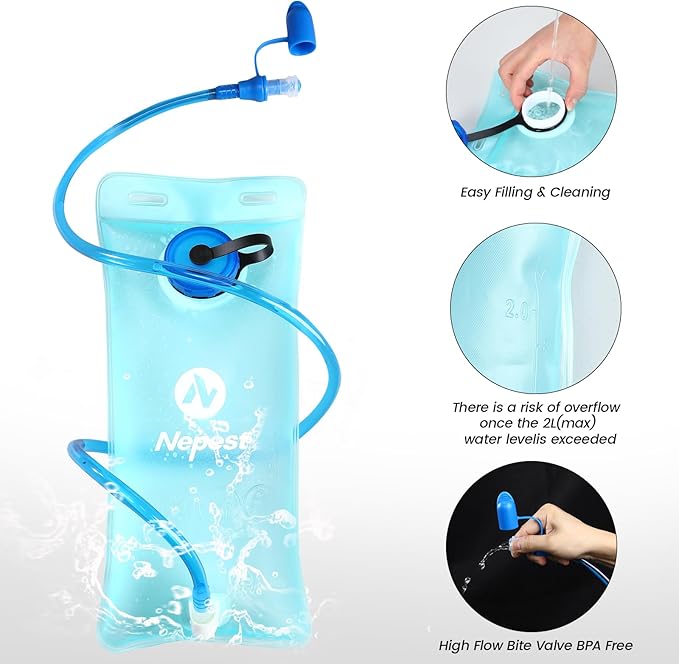 Nepest Hydration Pack Backpack for Women & Men, Lightweight Water Backpack with 2L Water Bladder for Hiking Cycling Running Biking-StrideForce Fitness
