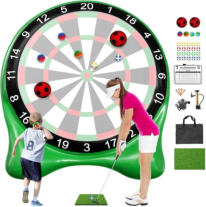 Inflatable Soccer Dart Board, Giant Kick Darts,Indoor Outdoor Lawn Yard Games for Kids Adults Family, Big Jumbo Carnival Games for Party | 6ft Dart Boards with Pump Accessories-StrideForce Fitness