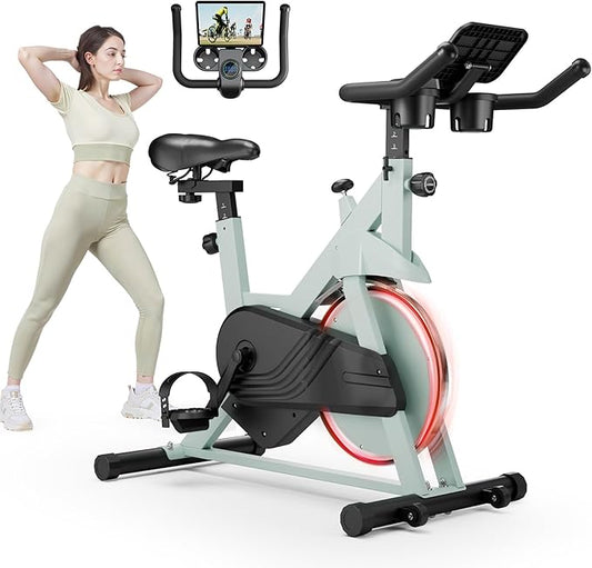 Stationary Bike, Spin Bike with 32 Levels of Adjustable Magnetic, Exercise Bike for Home with Exclusive App, Low Noise Indoor Bike, Cycling Bike with Comfortable Seat Cushion-StrideForce Fitness