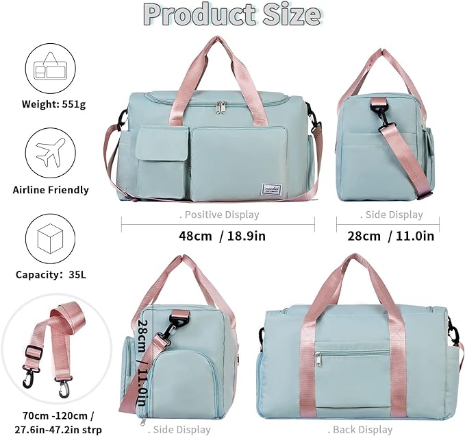 FIORETTO Women's Gym Duffle Bag with Shoes Compartment, 37L Capacity, Ideal for Travel, Gym, Sports, Duffel, Weekender-StrideForce Fitness