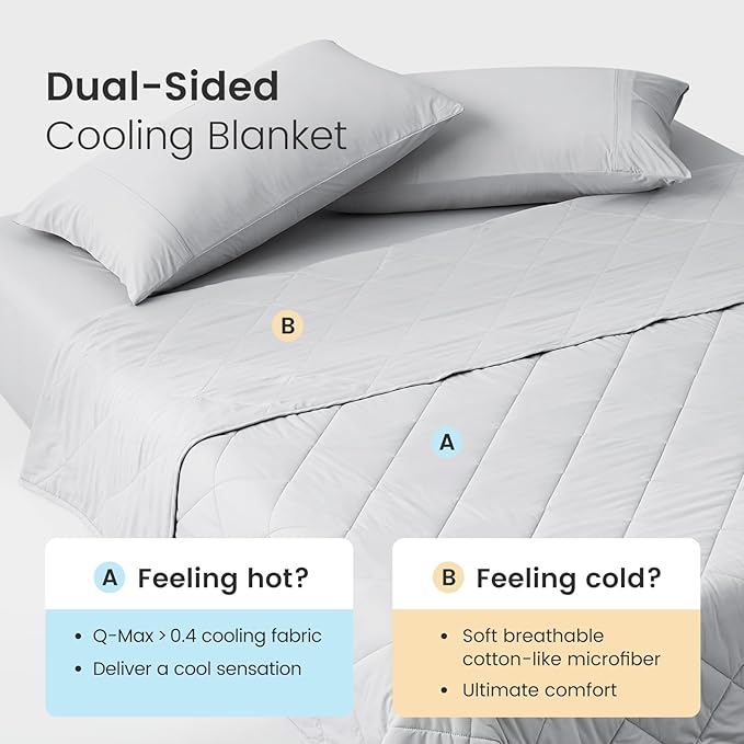 Cozy Bliss Cooling Blanket for Hot Sleepers, Q-Max 0.4 Cooling Comfort for Girls Boys, Cold Blankets for Night Sweats Sleeping, Ultra-Cool Lightweight Breathable Summer Blanket for Travel-StrideForce Fitness