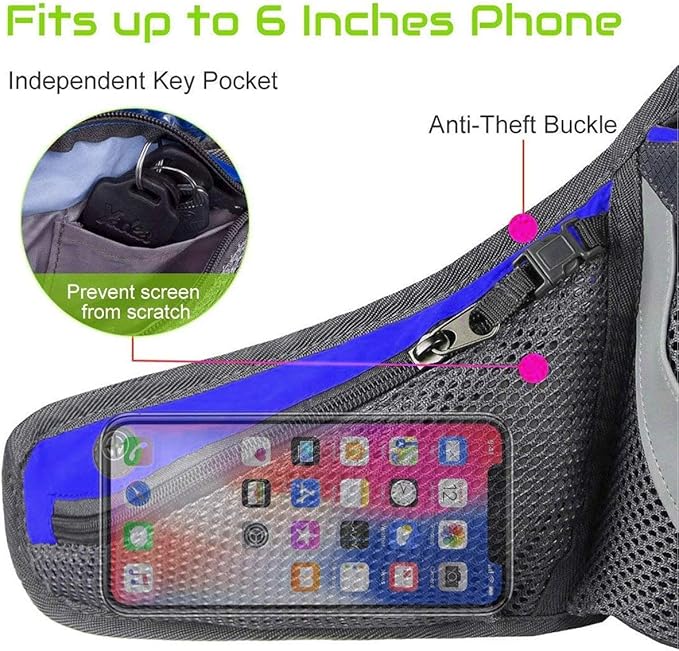 PYFK Running Belt Hydration Waist Pack with Water Bottle Holder for Men Women Waist Pouch Fanny Bag Reflective-StrideForce Fitness