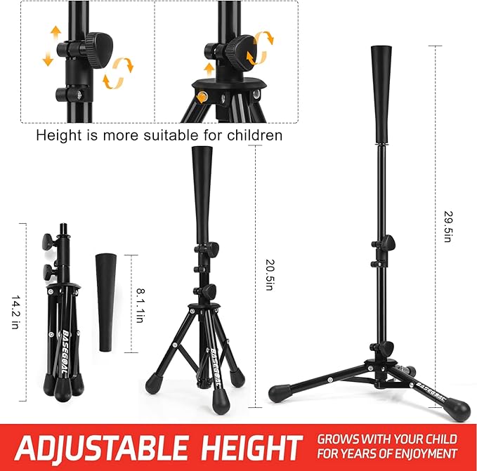 Baseball Tee for Kids,Youth Stand Set,Teeball Set,Youth Baseball,Softball Batting Tee Set,Easy Adjustable Height-StrideForce Fitness