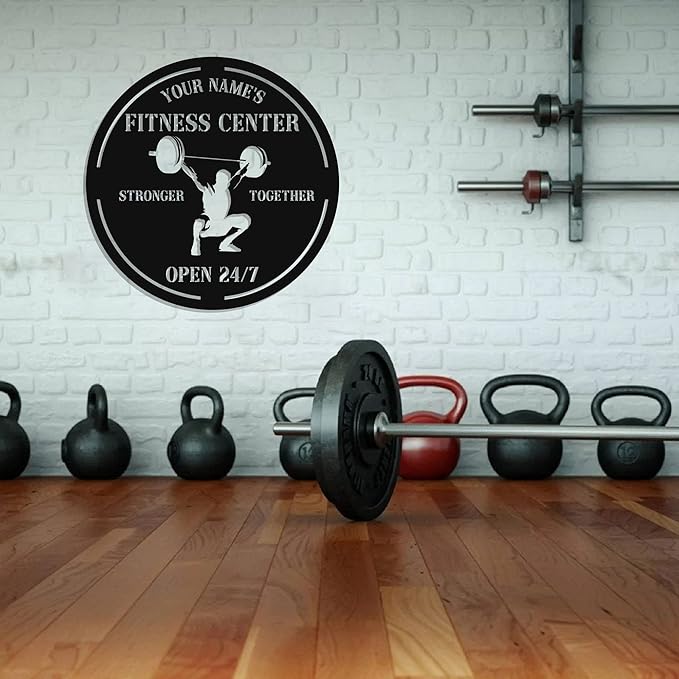 Personalized Home Gym LED Tin Metal Sign Multiple Sizes, Gym Sign Wall Decor, Exercise Workout Room Decor Fitness Center, Motivational Inspirational Hanging Wall Art Wall Plaque (04 w/o lights)-StrideForce Fitness