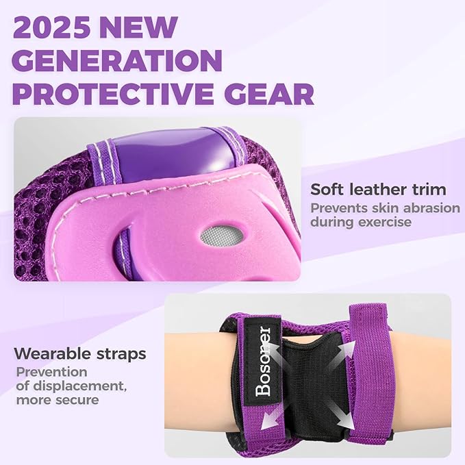 BOSONER Kids/Youth Knee Pad Elbow Pads Guards Protective Gear Set for Roller Skates Cycling BMX Bike Skateboard Inline Skatings Scooter Riding Sports-StrideForce Fitness