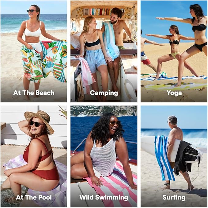 Dock & Bay Beach Towel - Quick Dry, Sand Free - Compact, Lightweight - 100% Recycled - Includes Bag - Tropicana Treat - Extra Large (200x90cm, 78x35)-StrideForce Fitness