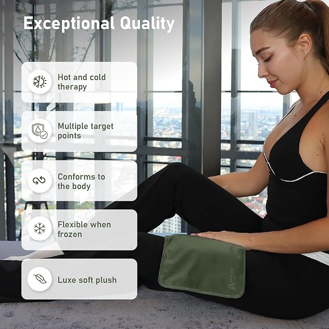 Medium Flexible Gel Ice Packs for Injuries Reusable - Soft Hot and Cold Packs for Injuries for Ankle, Arm, Foot, Leg, Back Pain Relief - 8" x 12" - 2PK - Green-StrideForce Fitness