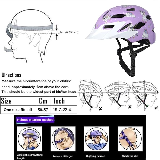 Kids Bike Helmet,Bavilk Kids Boys Girls Bike Helmets with LED Light Detachable Visor Children Youth Teen Multi-Sport for Skating Cycling Scooter Skateboard Adjustable & Lightweight 19.7"-22.4"-StrideForce Fitness