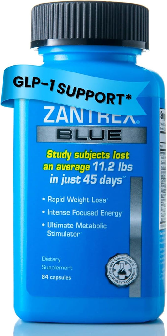 Zantrex Blue Energy & Thermogenesis Boost Energy | Weight Loss Supplement for Appetite Control, Increased Calorie Burn and Supports GLP-1 Levels | 84 Capsules-StrideForce Fitness