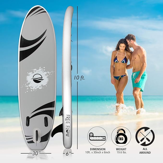 SereneLife Inflatable Stand Up Paddle Board with Premium SUP Accessories – Wide Stable Design with Non-Slip EVA Deck Pad for Adults and Youth of All Skill Levels-StrideForce Fitness