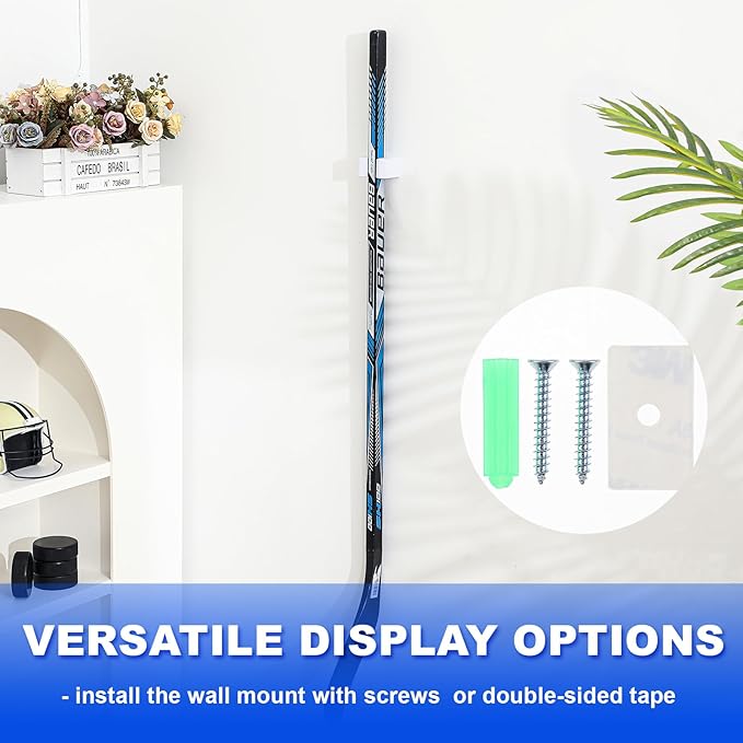 Yousoontic Hockey Stick Holder Wall Mount, 1-6 Stick Capacity, Ice and Field Hockey Organizer (Decor & Storage 2-in-1) for Home Garage Room Office Sports Decoration-StrideForce Fitness