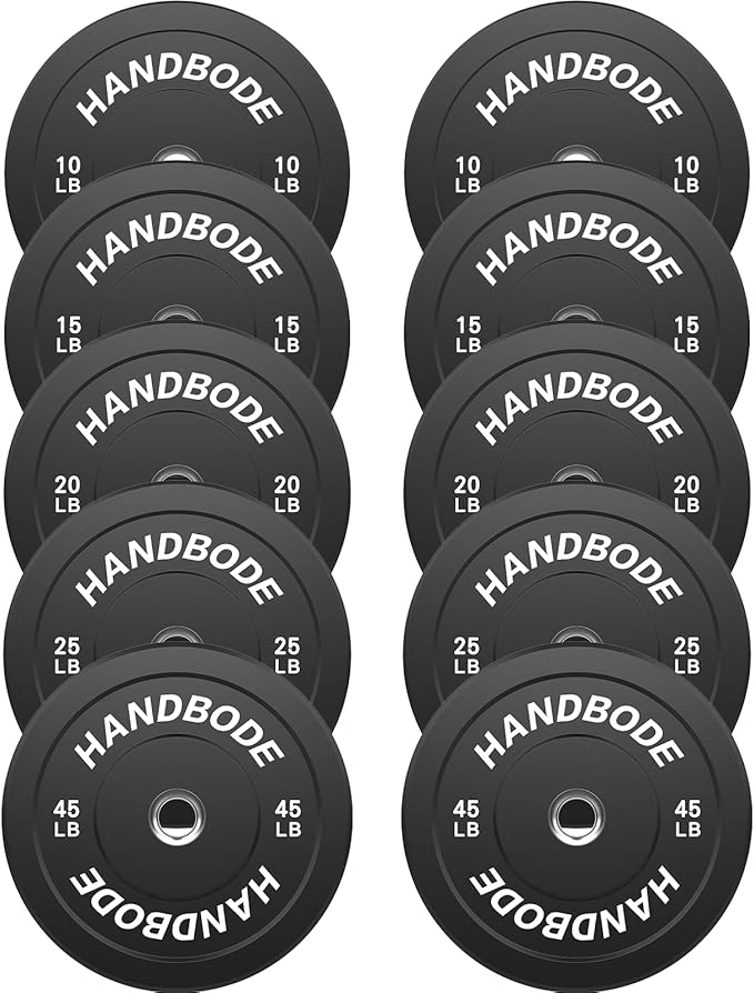 Colored Bumper Weight Plates Olympic Weight Plate Set 2-Inch, 10/15/20/25/35/45/55 lb Barbell Weight Plates Set for Home Gym, Rubber Strength Training Weights Plates for Weight Lifting-StrideForce Fitness