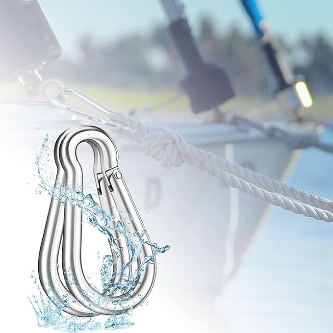 100PCS M8 Spring Snap Hook Carabiner, 3" x 5/16" Heavy Duty Galvanized Steel Carabiner Clips, 470LBS Capacity Spring Quick Links Clips for Camping Hiking Hammock Swing and Outdoor Activities-StrideForce Fitness