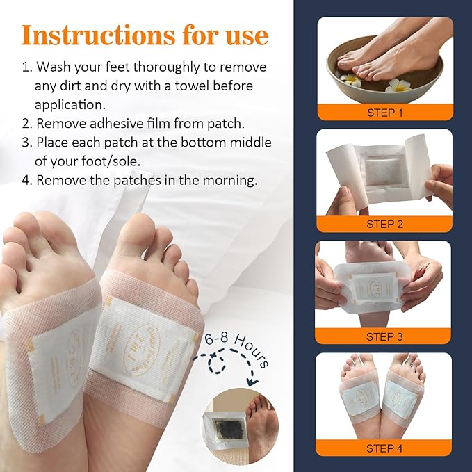 2 in 1 Foot Pads, 30 Pads Tear and Use Pure Ginger Bamboo Wormwood Foot Pads, Bigger Adhesive ''Stay in Place'' Goodnight Pads-StrideForce Fitness