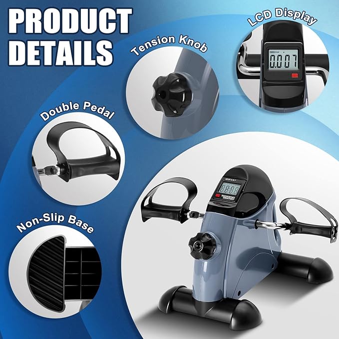 Mini Exercise Bike, himaly Under Desk Bike Pedal Exerciser Portable Foot Cycle Arm & Leg Peddler Machine with LCD Screen Displays-StrideForce Fitness