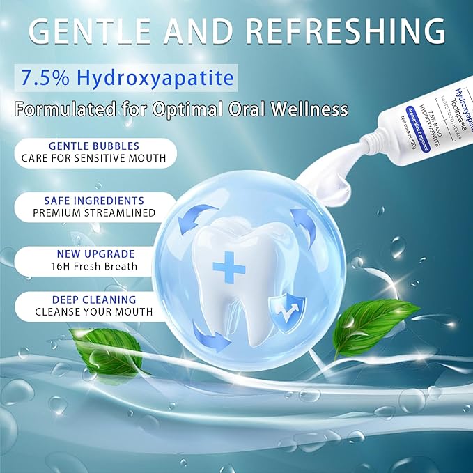 Hydroxyapatite Toothpaste - Fluoride-Free Nano Hydroxyapatite Toothpaste 7.5 | Enamel Repair | Breath Freshening | Mild Mint | Appropriate for Sensitive Teeth 4.23oz (1)