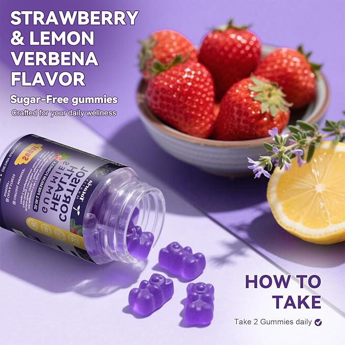 Cortisol Supplements for Women & Men 20-in-1 Cortisol Gummies with Ashwagandha Rhodiola Rosea Magnesium Phosphatidylserine Calm Focus Mood Support Healthy Cortisol Levels 30 Day Supply-StrideForce Fitness