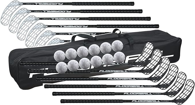 Floorball High School/Adult Stick Set with 12 Sticks, 12 Balls & Bag-StrideForce Fitness