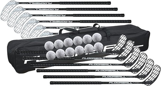 Floorball High School/Adult Stick Set with 12 Sticks, 12 Balls & Bag-StrideForce Fitness