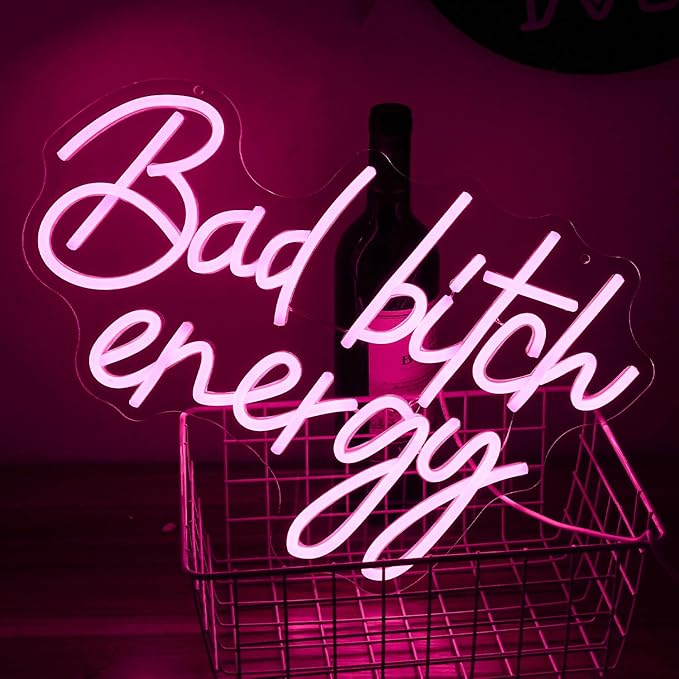 Bad Bitch Energy Neon Sign Pink Neon Light Letter LED Neon Signs for Wall Decor Lady Led Neon Lights for Bedroom Bar Dormitory Store Decortion-StrideForce Fitness