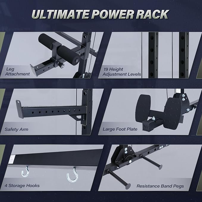 MAJOR FITNESS Drone3 Power Rack, Multi-Function Home Gym Squat Rack with Pull-Up Bar, Cable Crossover & J-Hooks, Heavy-Duty Steel Frame for Maximum Stability & Strength Training-StrideForce Fitness