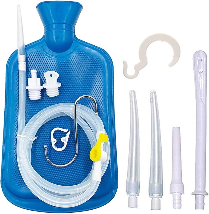 Enema Kit – 2L Enema Bag– 5.0ft. Long Silicone Hose – 5 Multi-Size Reusable Tips – Controlled Water Flow – for Colon Detox Cleanse Enemas-StrideForce Fitness