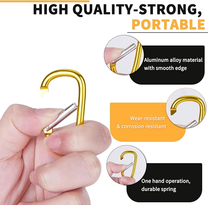 40 Pack 2" Aluminum Carabiner Clip D Ring Carabiners Small Carabiner Keychain Spring Snap Hooks, Mini Carabiner Clip Set for Keys, Dog Leash, Camping Hiking Accessories-StrideForce Fitness
