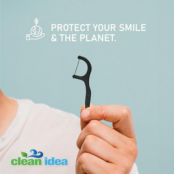 EcoFlossers Charcoal 300ct, Eco Friendly Flossers for Adults & Kids, Everyday Dental Floss Picks, Easy on Gums Floss Picks for Teeth, Tooth Flossers