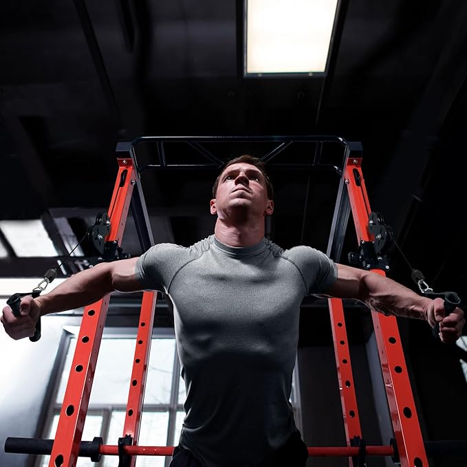 RitFit Multi-Function Squat Rack Power Cage PPC03 with Cable Crossover System, 1000LBS Capacity Power Rack and Packages with Optional Weight Bench, Barbell Weight Set, for Garage Workout & Home Gym-StrideForce Fitness