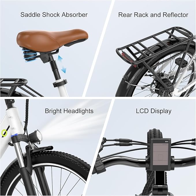 1000 Peak Electric Bike for Adults,up 80 Miles Removable Battery Ebike, 26" Electric E Bike with 7-Speed,Adult Electric Bicycles for Commute Beach Snow Womens All Terrain-StrideForce Fitness