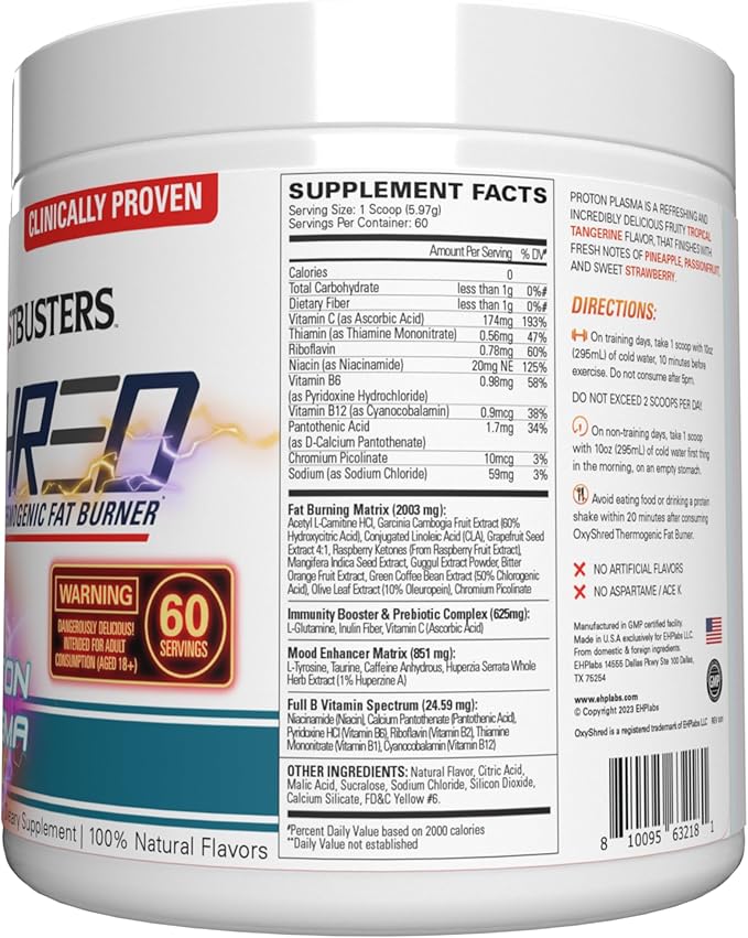EHP Labs x Ghostbusters OxyShred Pre Workout Powder & Shredding Supplement - Preworkout Powder with Acetyl L Carnitine, Energy Boost Drink - Proton Plasma, 60 Servings-StrideForce Fitness