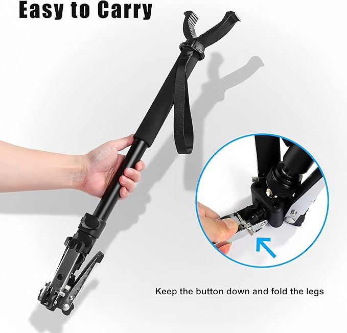 Shooting Stick with V Yoke, 22-62 inches Adjustable Aluminum Shooting Monopod for Hunting Rifles-StrideForce Fitness