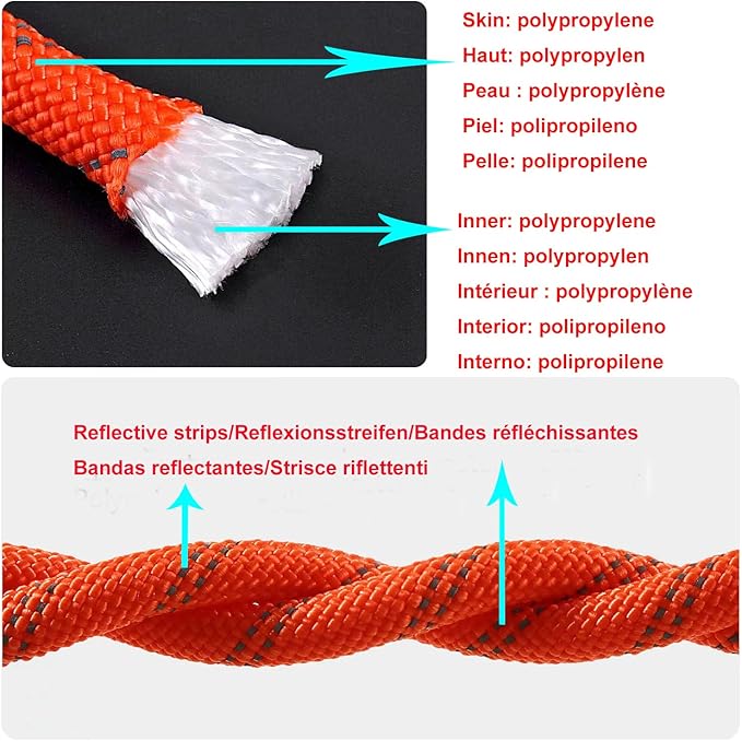 9/16 in (14mm) x 32 ft (10Meter) Marine Floating Rope for Boating, Fishing, Rafting, Camping, Hiking, Hunting, Anchor, Mooring, Dock Lines, Kayak, Canoe, Rescuing Reflective Red-StrideForce Fitness