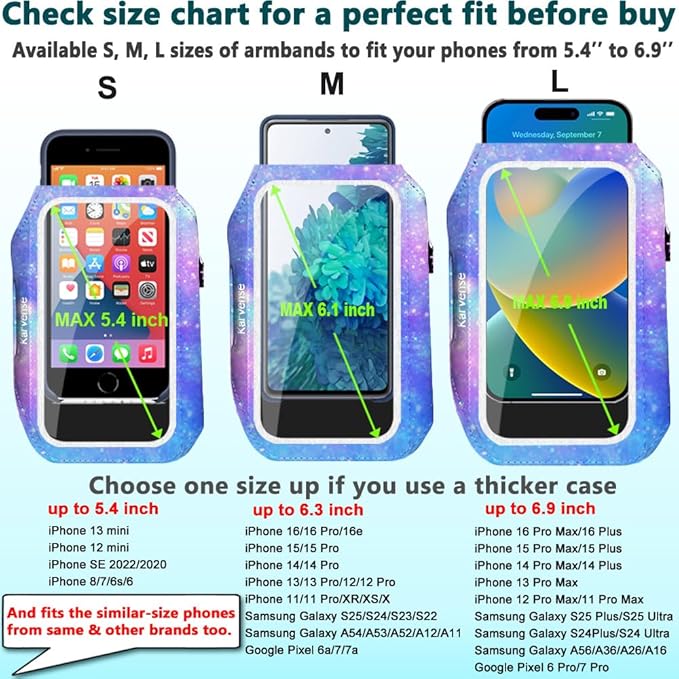 Arm Band for Phone for Running, Phone Holder for Running for iPhone & Samsung Galaxy, Cell Phone Armband Holder for Walking, Gym, Workout, w/Adjustable Strap & Zipper Pocket (Purple-S)-StrideForce Fitness