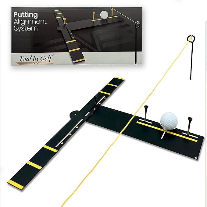 Dial In Golf Putting Alignment System – Master Alignment, Start Line & Impact | Eye, Stance & Putter Face Calibration | Compact Golf Aid w/High-Vis Sight Line String-StrideForce Fitness