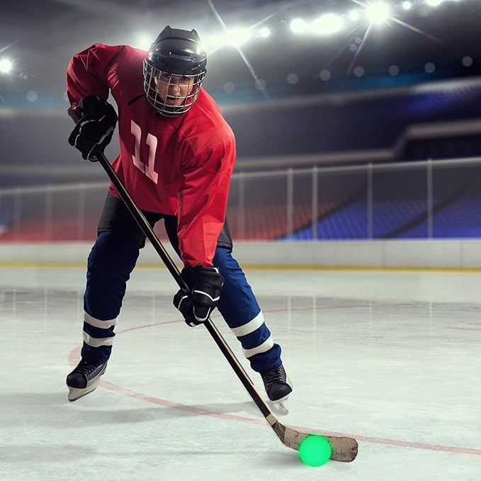 Elcoho Ice Hockey Puck, Glow in The Dark Party Pucks, Green Floor Puck Bulk with Drawstring Bag for Youth Adults Outdoor Indoor Sports Games Practicing & Training-StrideForce Fitness