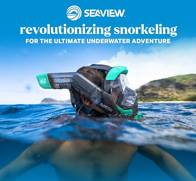 Seaview 180 V3 Full Face Snorkel Mask Adult- The V3 is The Perfect Snorkeling Gear for Adults- Snorkel Mask with 180 Panoramic Viewing and Up to 600% Easier Breathing- Patented Flowtech Air Intake-StrideForce Fitness