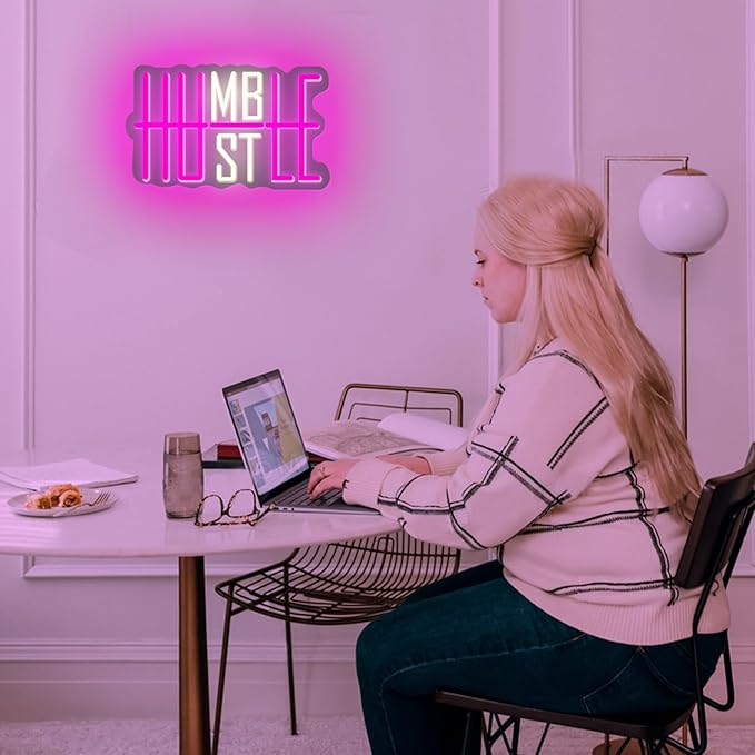 LED Neon Sign HUSTLE Neon Light Christmas Wedding Party Decoration Wall Neon Lamp USB Powered Children Bedroom Night Light Gift (HUSTLE)-StrideForce Fitness