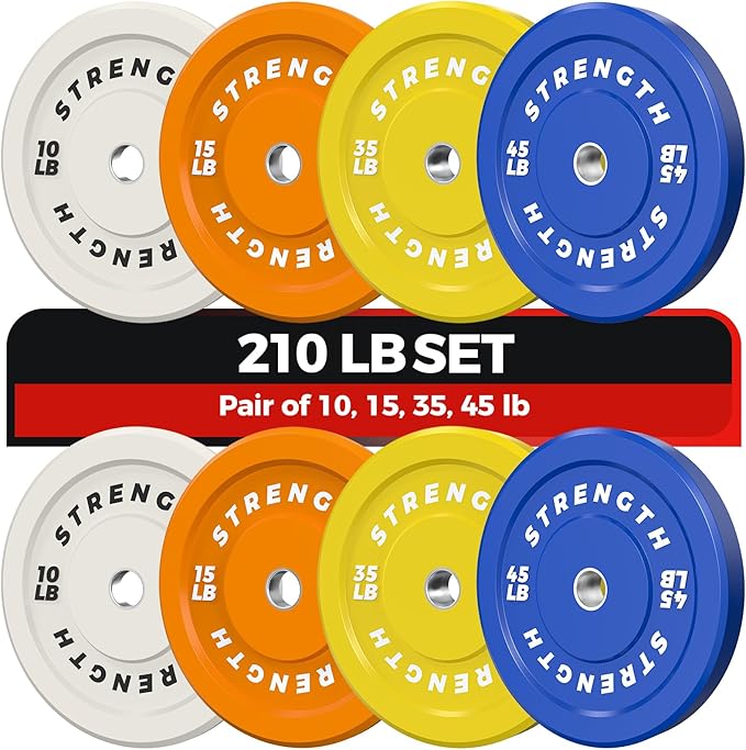 Premium Color-Coded Rubber Bumper Plates Set - 2 Inch Olympic Weight Plates for Home Gym Cross and Strength Training-StrideForce Fitness