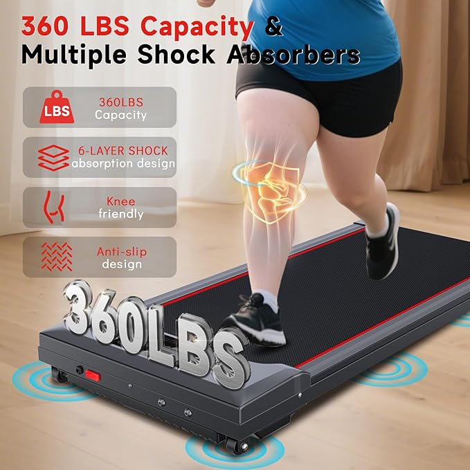Walking Pad Treadmill with Incline and Handle Bar, 7.5MPH Under Desk Treadmill for Home Office, 360 Lbs Capacity Portable Treadmills with Remote Control, Led Display-StrideForce Fitness