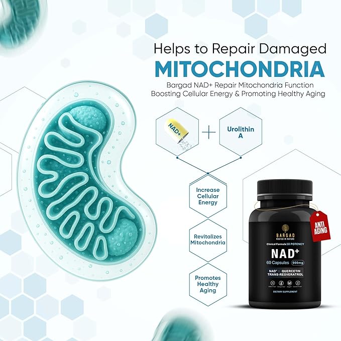 NAD+ Supplement for Anti Aging & Cell Regeneration | NMN Supplement Alternative - NAD with Resveratrol & Quercetin | Boosts Mitochondrial Health, Mental Clarity & Vitality | 60 Count | for Women & Men-StrideForce Fitness
