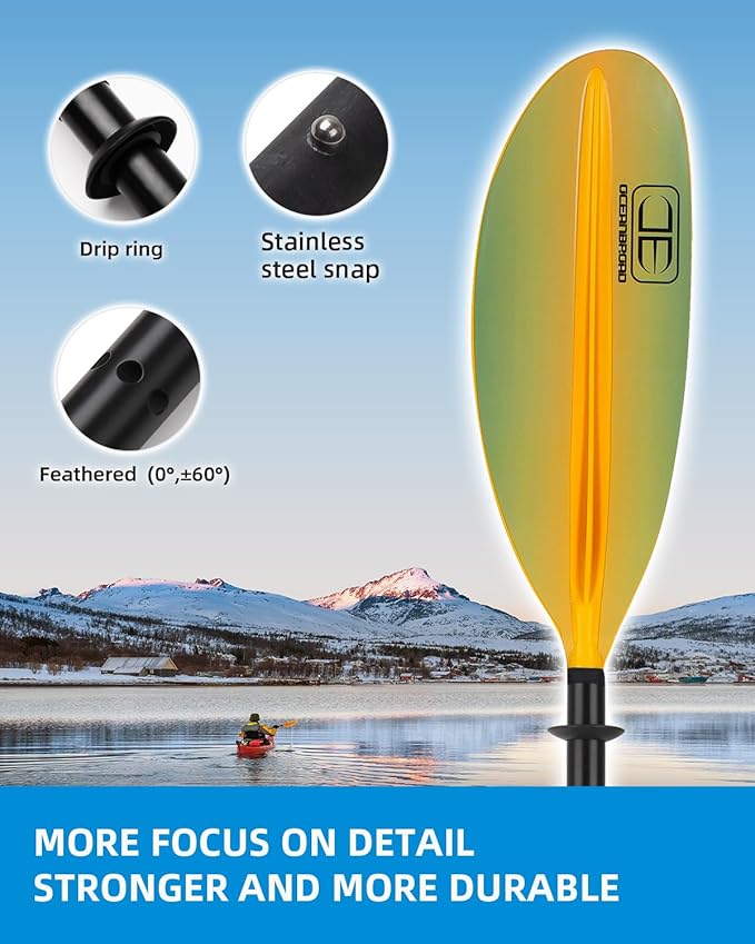 OCEANBROAD Kayak Paddle 86in/218cm, 90.5in/230cm, 95in/241cm Alloy Shaft Kayaking Boating Canoeing Oar with Paddle Leash-StrideForce Fitness