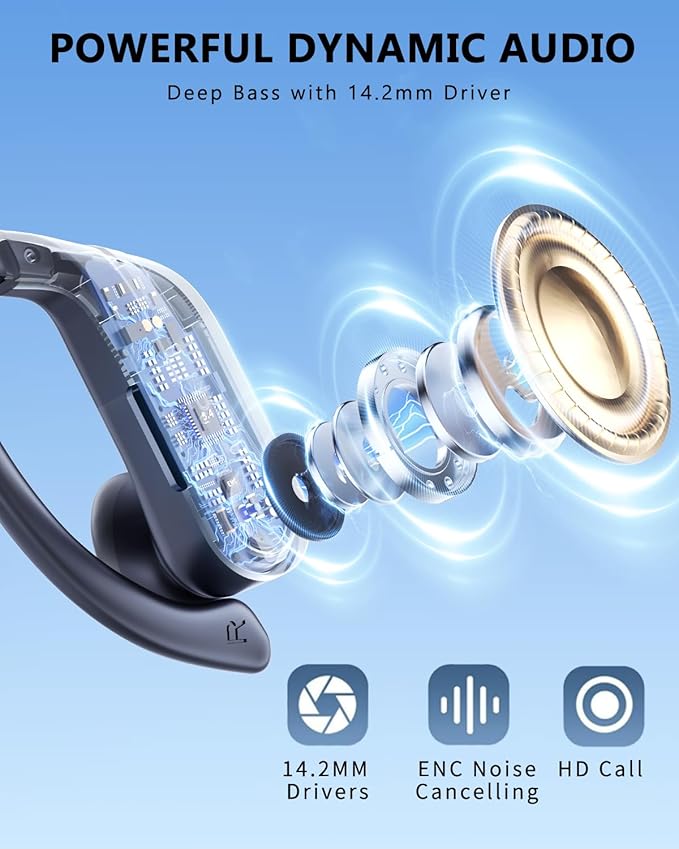 EUQQ Ear Buds Wireless Bluetooth Earbuds, Noise Cancelling Headphones 120H Playtime，IPX7 Waterproof Sports with Earhooks,LED Display Wireless Earphones for Running Gym Workout-Black-StrideForce Fitness