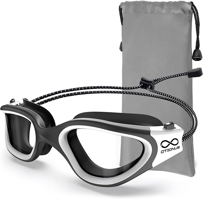 Swim Goggles, Polarized Adult Swimming Goggles Bungee Strap No Hair Pulling Anti-fog Pool Goggles for Men Women-StrideForce Fitness